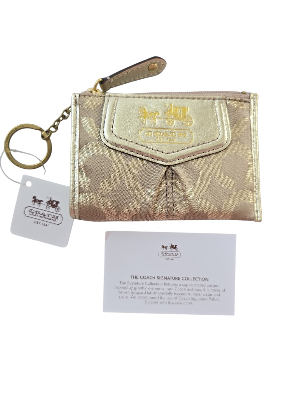 NWT Coach Madison Op Art Signature Lurex Mini Skinny 44618 gold khaki Y2K